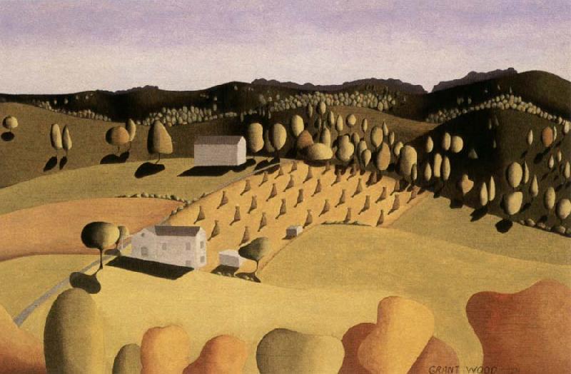 Grant Wood some of corn oil painting picture